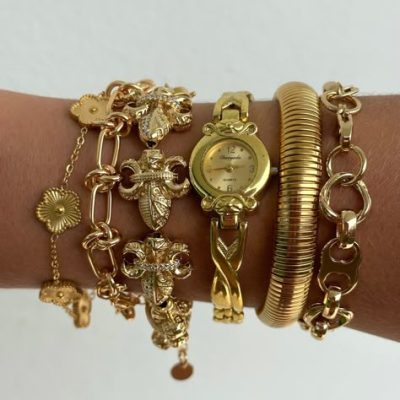Gold bracelet stack